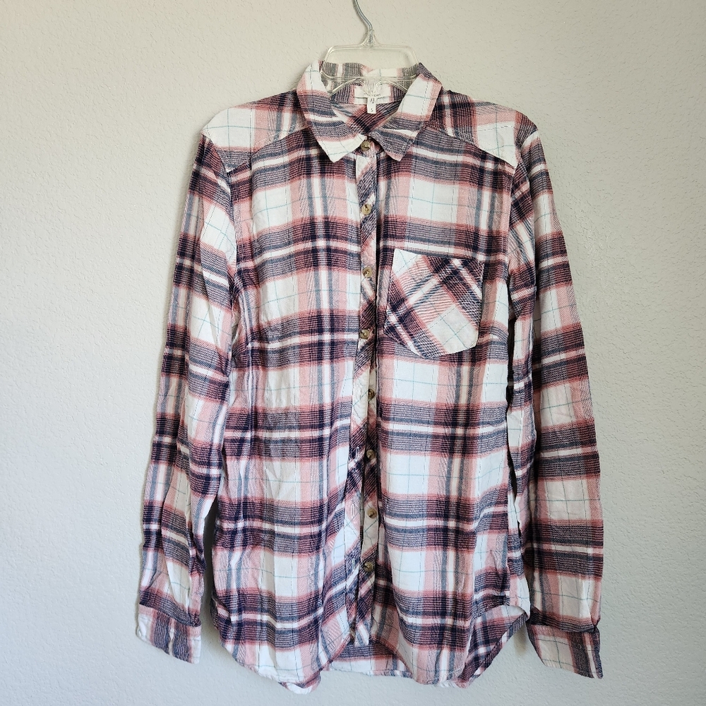 Maurices Pink Plaid Shirt